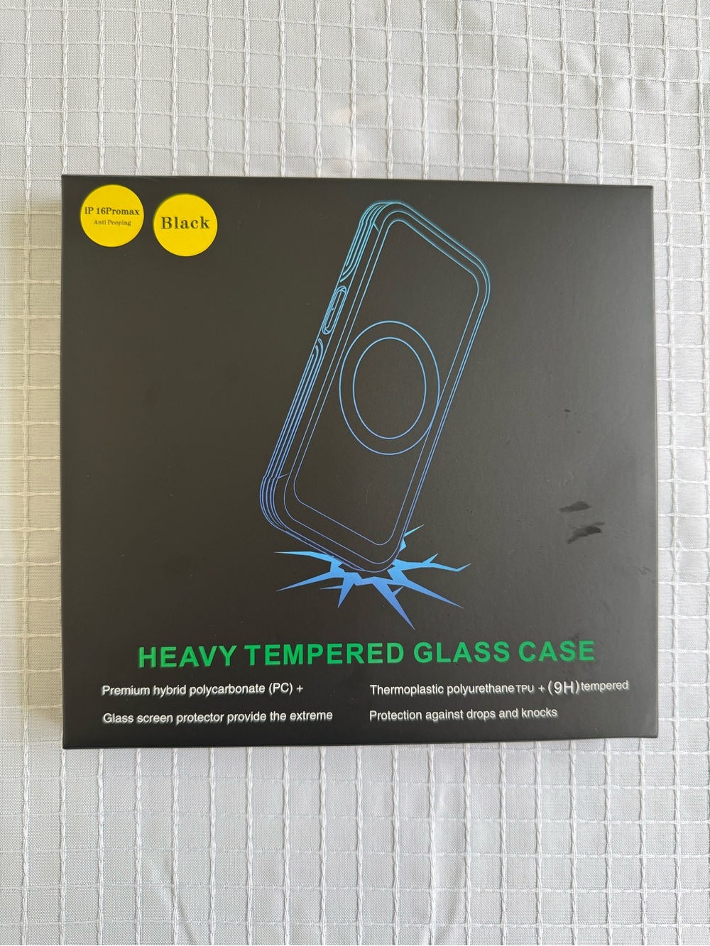 Heavy Tempered Glass Case - Black for IPhone 16Promax